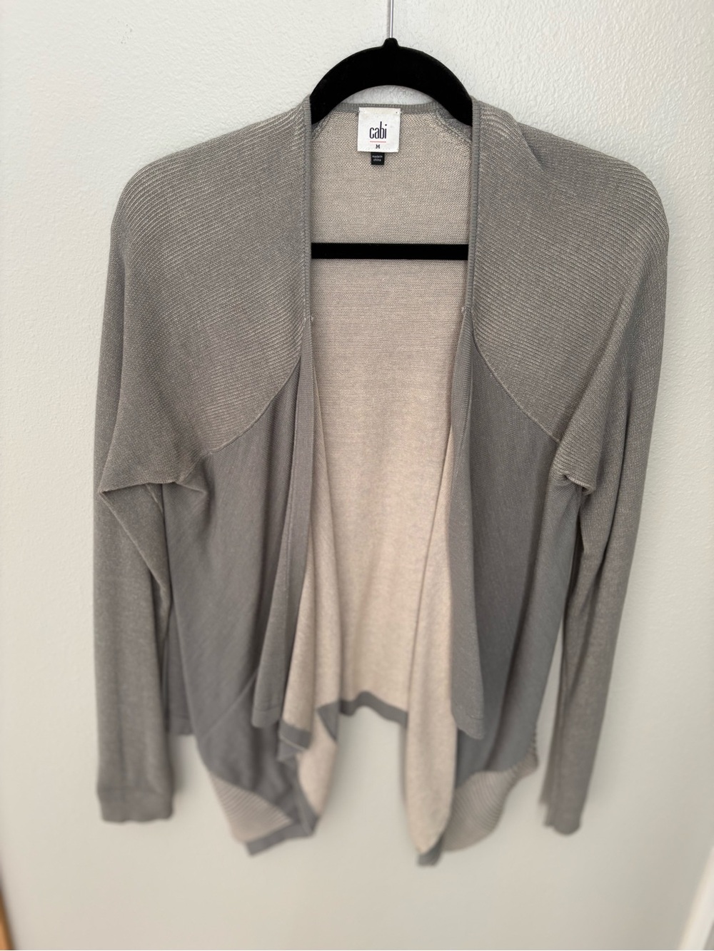 CAbi Gray Open Front Draped Cardigan